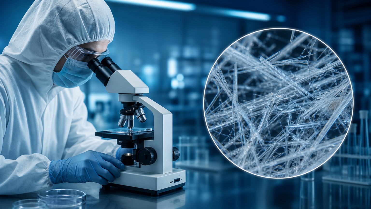 Analisi microscopica di fibre in laboratorio