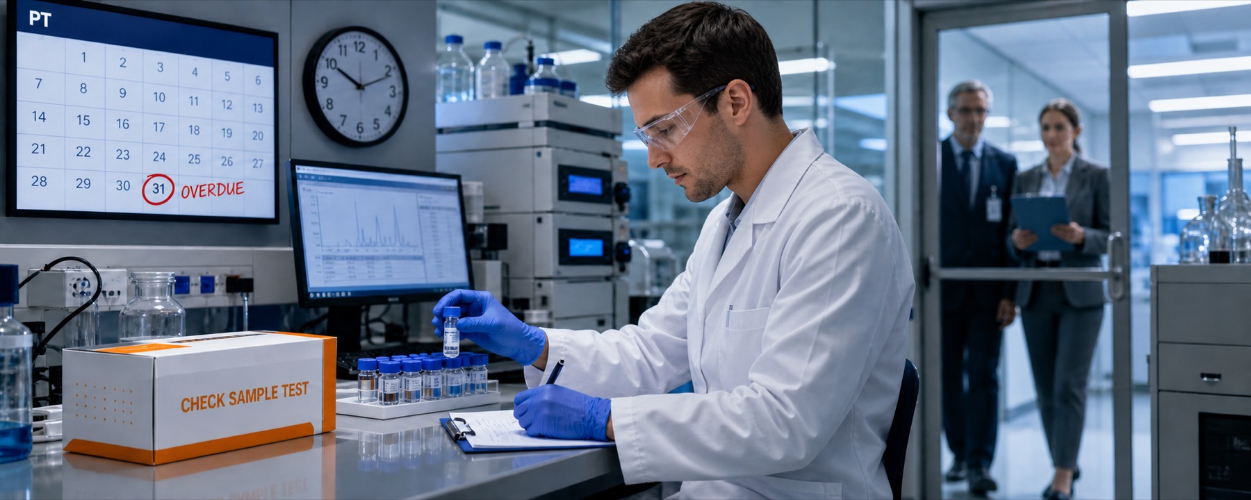Analista che prepara un Check Sample Test in vista di un’ispezione
